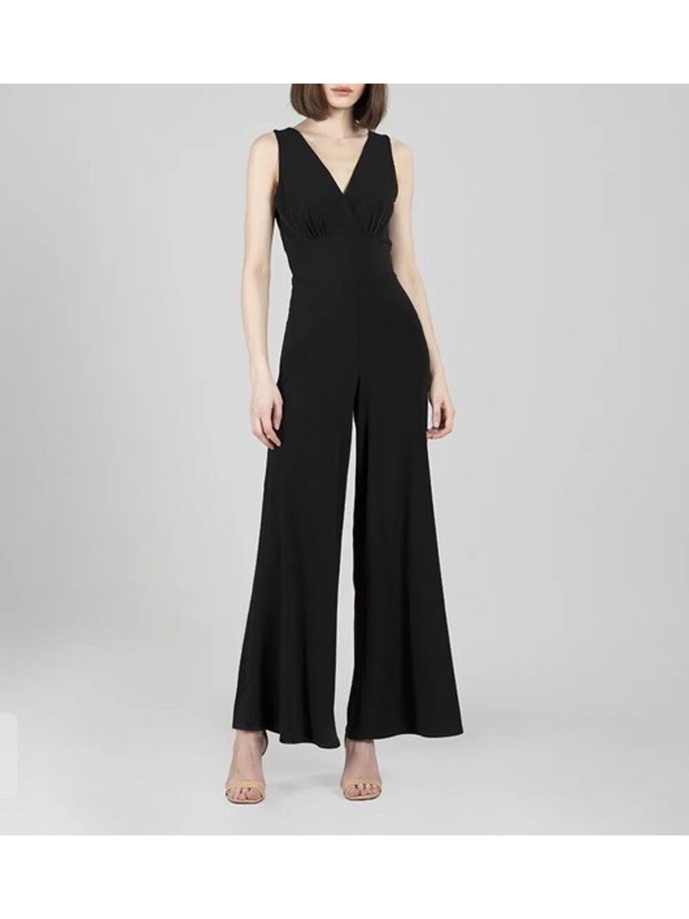 CLARA SUNWOO Signature Jumpsuit Sleeveless Wide Leg Sz Medium Black Classic